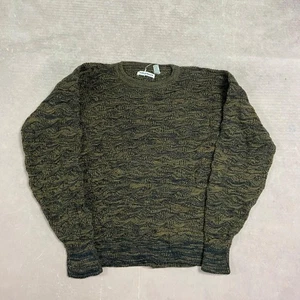 Vintage Knitted Jumper Abstract Textured Patterned Grandad Knit Sweater Men's - Picture 1 of 5