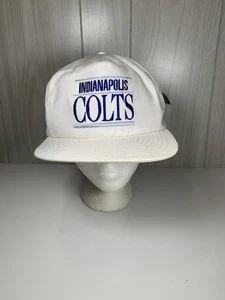 Cappello Vintage Indianapolis Colts Snap Back Bianco NFL Script Annco Modello Professionale - Foto 1 di 9