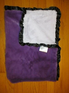 S.L. Home Fashions? Purple & Black Satin Ruffle Baby Blanket/Lovey 119741 HTF - Picture 1 of 3