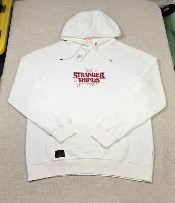 Sudadera con Capucha QUICKSILVER Stranger Things Grande Al Reverso Logo Vellón Blanco Rojo Foto 1 de 4