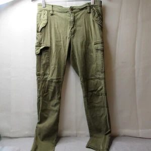 H&M LOGG Cargo Slim Straight Pants Women Size 8 Olive Green Distressed Gothic - Picture 1 of 12