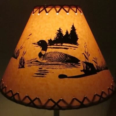 Rustic "Bulb Clip" LOON Scene Table Desk Light LAMP SHADE Cottage Cabin Decor - Image 1 of 4