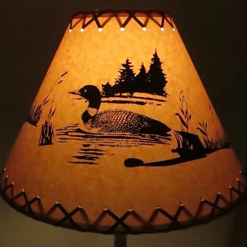 Rustic "Bulb Clip" LOON Scene Table Desk Light LAMP SHADE Cottage Cabin Decor - Image 1 of 4