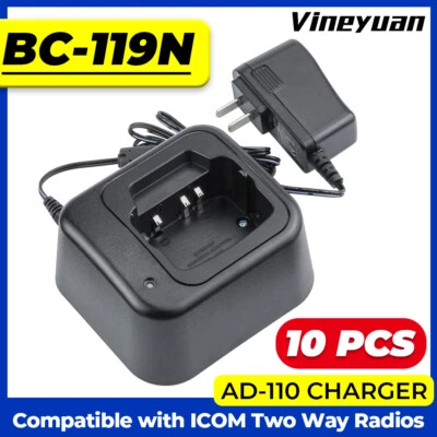 10PC BC-119N AD-110 Desktop Charger For ICOM IC-F70DS IC-F80 Walkie Talkie Radio - Image 1 of 4