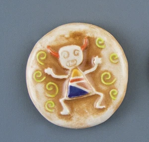 ARTISAN MADE CERAMIC BUTTON WITH SOUTHWEST DESIGNS - Picture 1 of 4