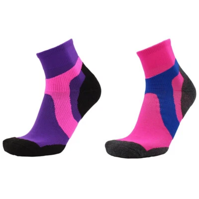 2 Pairs Pro Womens Mens Running Jogging Sport Ankle Socks Fitness Purple Pink - Image 1 of 3