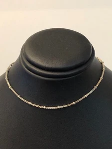 MWS 925 ITALY Sterling Silver Box Chain Beaded Anklet 9" - Picture 1 of 11