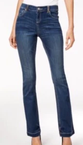 Neu Inc Jeans Damen blau verziert Mid-Rise Curvy Fit Bootcut 8 Strass - Bild 1 von 6