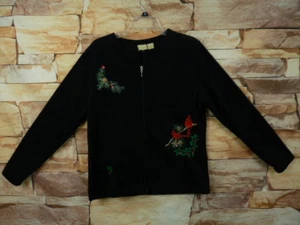CC Hughes Christmas Sweatshirt Strickjacke Gr. M Reißverschluss vorne schwarz bestickt - Bild 1 von 7