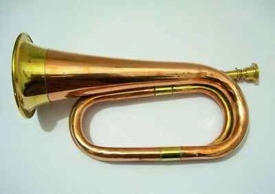 Brass Army Military Funeral Taps Cavalry b-flat Bugle 13" with Mouthpiece & Bag - Image 1 of 4