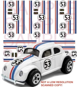 Herbie the Love Bug water slide 1:64 scale decal sheet 1/64 #26 Hot Wheels - Picture 1 of 6
