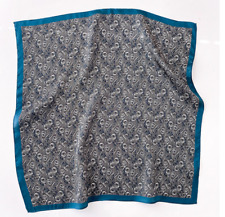 Silk 20“ small Scarf Women's neckerchief Wrap floral blue gray Ladies