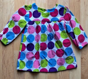 Vestido J. Caqui Niñas Pequeñas 2T Manga Larga Pana Blanco Brillante Lunares Usado en Excelente Condición - Imagen 1 de 8
