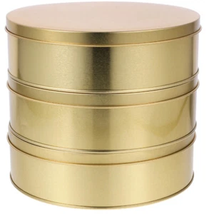 3 Pcs Candy Cookie Box Festival Biscuit Containers Round Tin Travel - Picture 1 of 12
