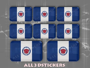 8 x 3D Stickers Resin Domed Flag Toledo - USA Adhesive Decal Vinyl - Imagen 1 de 1