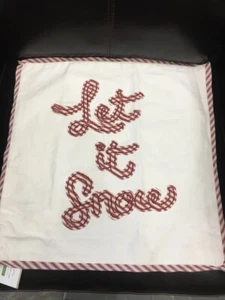NEW Pottery Barn "Let It Snow" Christmas Holiday 18” Pillow Cover Appliqué NWT - Picture 1 of 3