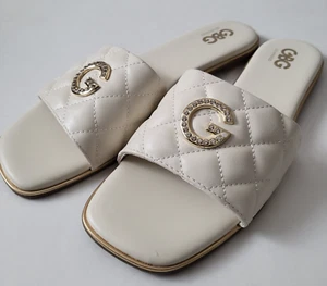 Sandalias GUESS Signature Logo Estrás Acolchadas Toboganes Talla 11 Beige - Imagen 1 de 5