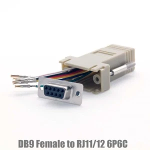 DB9 RS232 Serial Female to RJ11 RJ12 6P6C Phone Line Jack Modular Adapter Ivory - Afbeelding 1 van 3