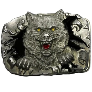 Mad Wolf Belt Buckle, Gothic Hungry Predator, Terror Horror, Disturbing, C+J INC - Picture 1 of 4