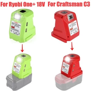 LED Work Light Battery Adapter For Craftsman For Ryobi 18V Li-ion Battery 2USB - Picture 1 of 14