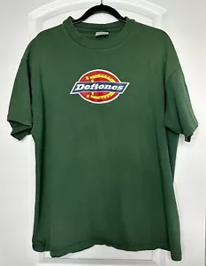 RARE VTG 90s Deftones Adrenaline Tour 1996 Dickies Shirt Green Size XL EXCELLENT - Picture 1 of 5