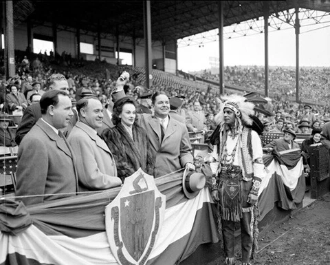 Boston Braves Mascot with Owner Lou Perini , Others Opening Day at Braves Photo Cover