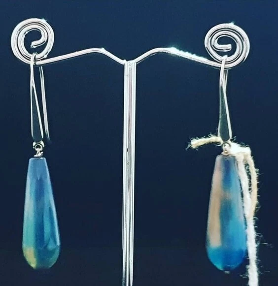 Orecchini pendenti in Agata blu (tinta) e Argento 925  - Immagine 1 di 1
