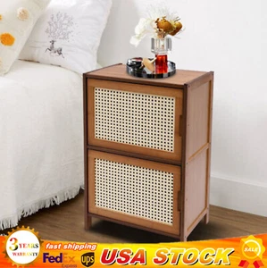 Modern Nightstand 2 Drawers End Side Table Bedside Table with Storage Cupboard - Picture 1 of 22