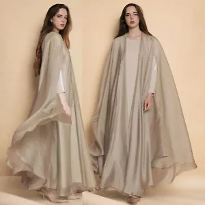 Dubai Women Open Kaftan Long Dress Set Evening Kimono Abaya Muslim Robe Gown New - Picture 1 of 17