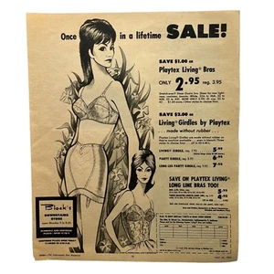 Block's Downstairs Store Vintage Print Ad 60s Playtex Living BHs - Bild 1 von 6