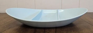 De colección FOSTORIA Ovalado TEAL Melamina Melmac Dividido Snack Plato Cuenco Aqua MCM - Imagen 1 de 4