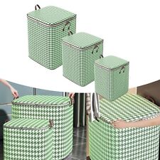 Green Houndstooth Storage Bag Large Capacity Folding Clothes Portable Hot