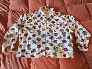 💕 WRANGLER Denim READ MY LIPS White Jacket Jean Printed Oversized * Size SMALL - Picture 1 of 6