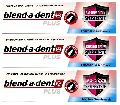 blend-a-dent Plus Premium Haftcreme Barriere gegen Speisereste 3 x 40g Minze
