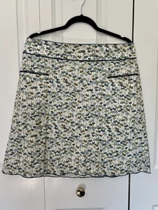 Max Studio A-line Cotton Skirt Blue Floral Zip Closure & Pockets Women's Size 12 - Picture 1 of 11