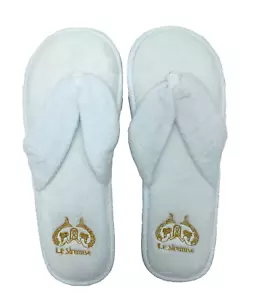 New 5-Star Le Sirenuse Hotel Positano Italy White Terry Cloth Unisex Slippers - Picture 1 of 6