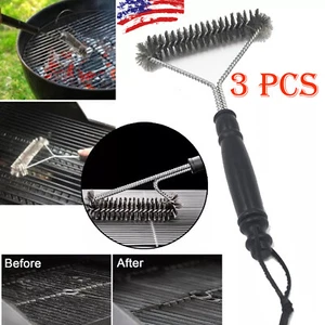 3x Barbecue Brush Stainless Steel Grill Cleaning Brush Heavy Duty Cooking BBQ - Picture 1 of 13