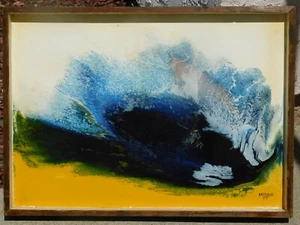 VIntage abstract painting on board signed Mishka 1977 17 x 24 - Picture 1 of 2