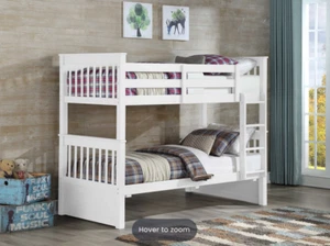 White Wooden Childrens Bunk Beds - Single - Detachable Bunks - Adults Teenagers - Picture 1 of 2