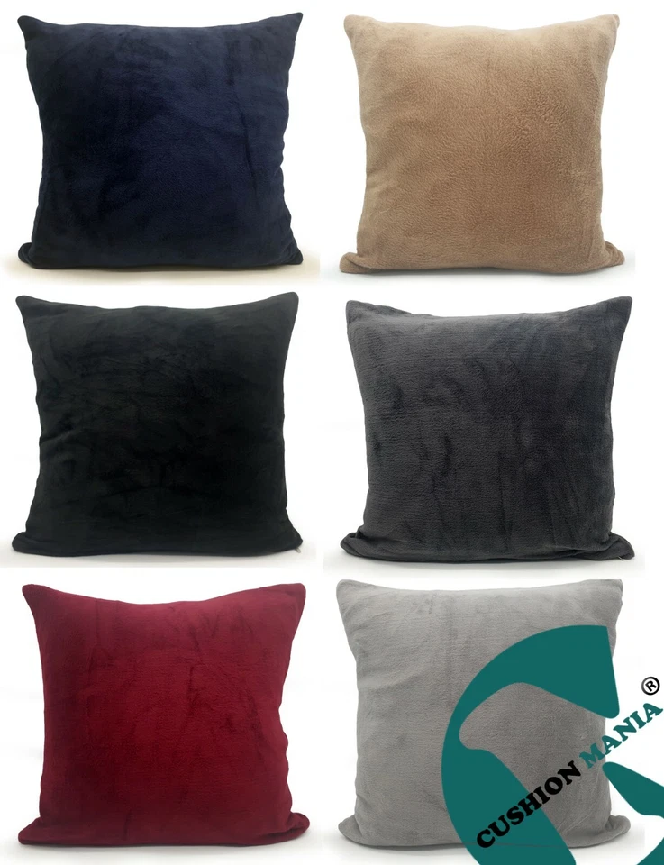 Large Faux Fur Cushion or Cover Plush Soft Plain Filled Option Sofa Decor - Image 1 of 1