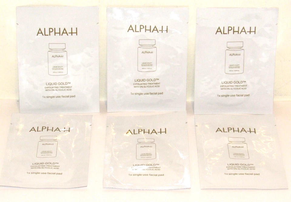 6 Alpha-H Liquid Gold Exfoliating Treatment Facial Pad With 5% Glycolic Acid - Image 1 of 2