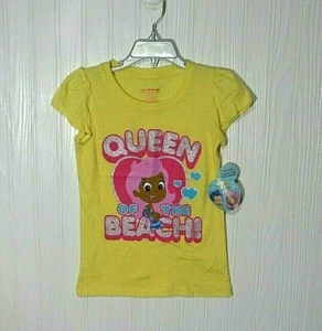 Girls Bubble Guppies T-Shirt Size 6-6X Yellow Queen Of The Beach NWT - Picture 1 of 3