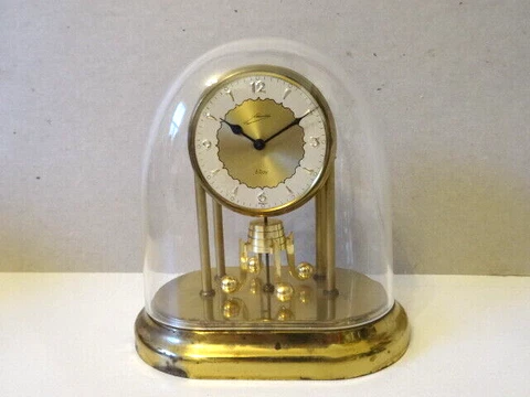 Vintage Schmid Miniature 5" Oval Dome Pendulum Clock Germany for Repair or Parts Cover