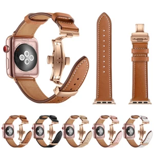 Rindsleder Armband für Apple Watch 10 9 8 7 6 5 SE 44/41/45/42/46/49mm Ultra 2 - Bild 1 von 61