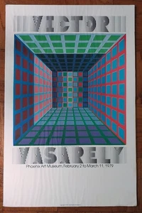 1979 Victor Vasarely Op Art Exhibition Poster Phoenix Museum foam backed 22x34 - Picture 1 of 7