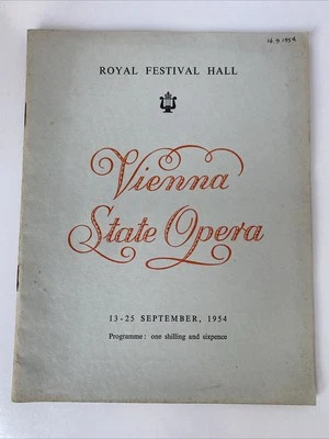 royal festival hall programme vienna state opera 13 - 25 September 1954 Retro - Image 1 of 4