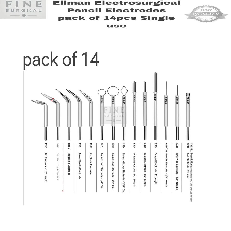 Puntas de electrodos electroquirúrgicos Ellman 14 piezas puntas de pieza de mano de diatermia de un solo uso Foto 1 de 1