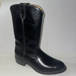 Bates Floataways 11 2E Wide Uniform Black Leather Cowboy Western Patrol Boot VTG - Picture 1 of 15