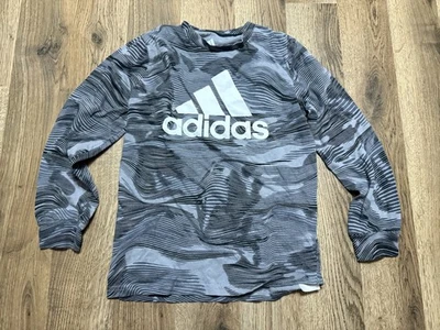 Camisa Adidas, Jóvenes Niños Talla 7, Gris Blanco Camuflaje, Camisa Manga Larga Foto 1 de 4
