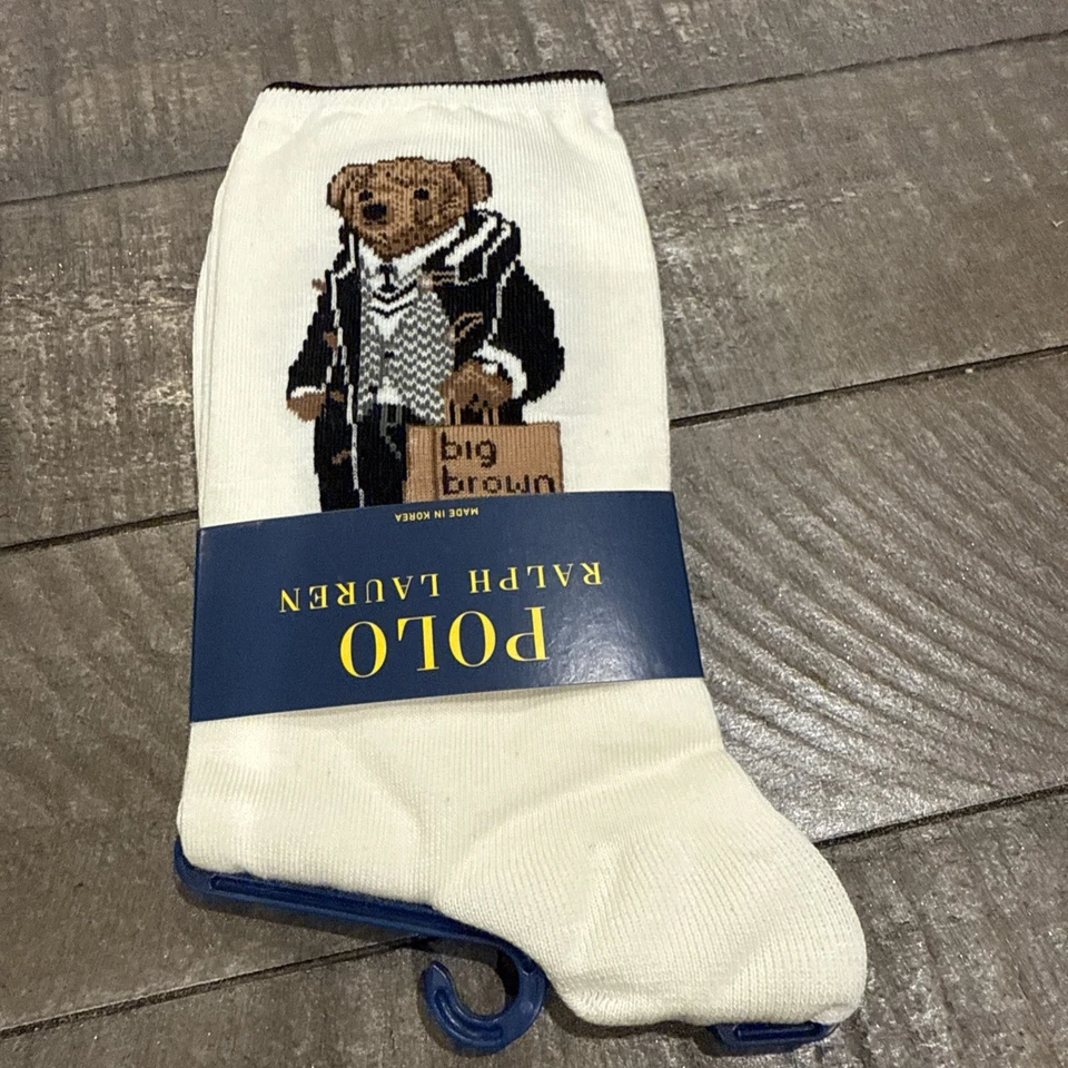 Polo Ralph Lauren Bear Calcetines Bloomingdale’s 2025 Shopping Bear Mujer’s Marfil Foto 1 de 4